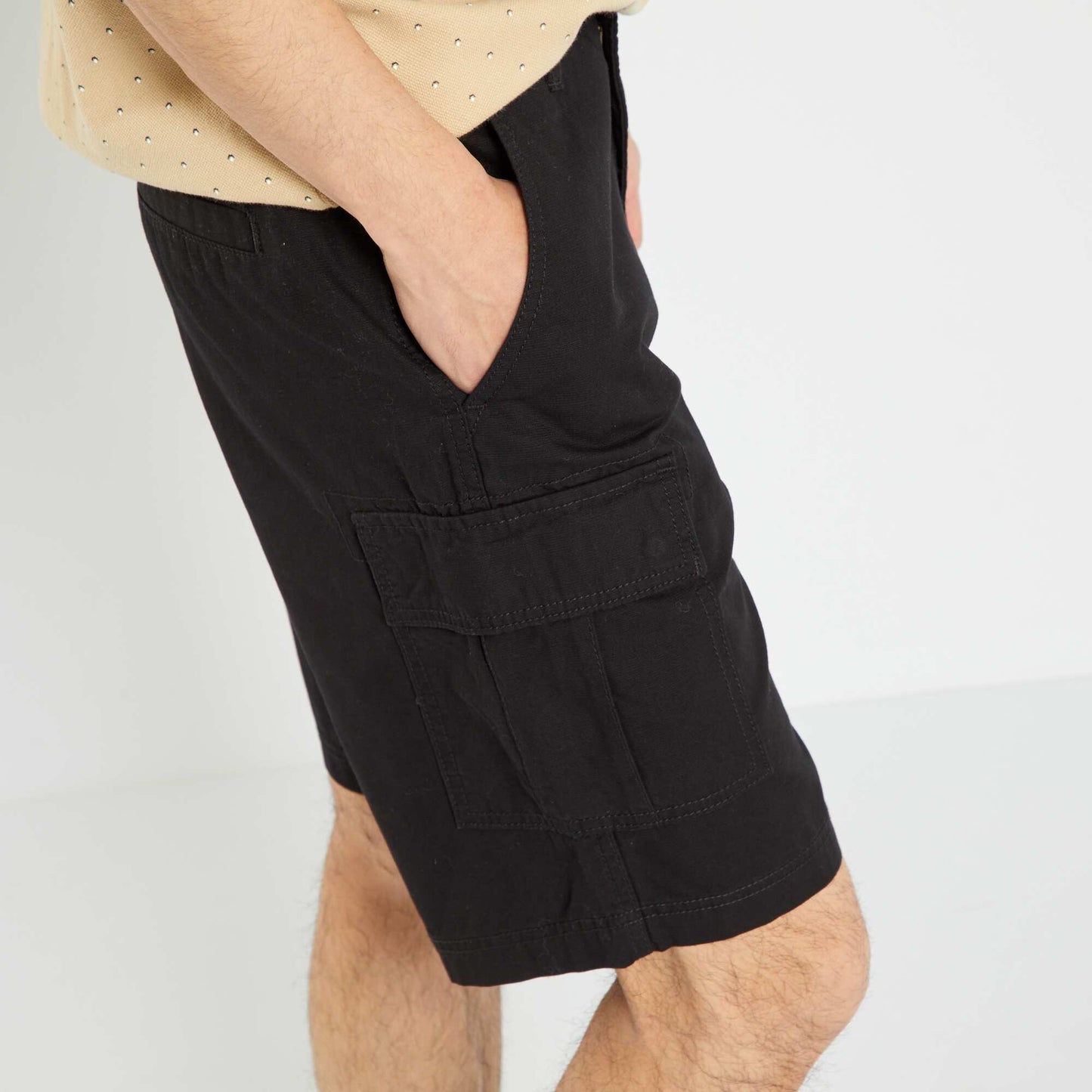 Bermuda en twill avec poches rabat noir