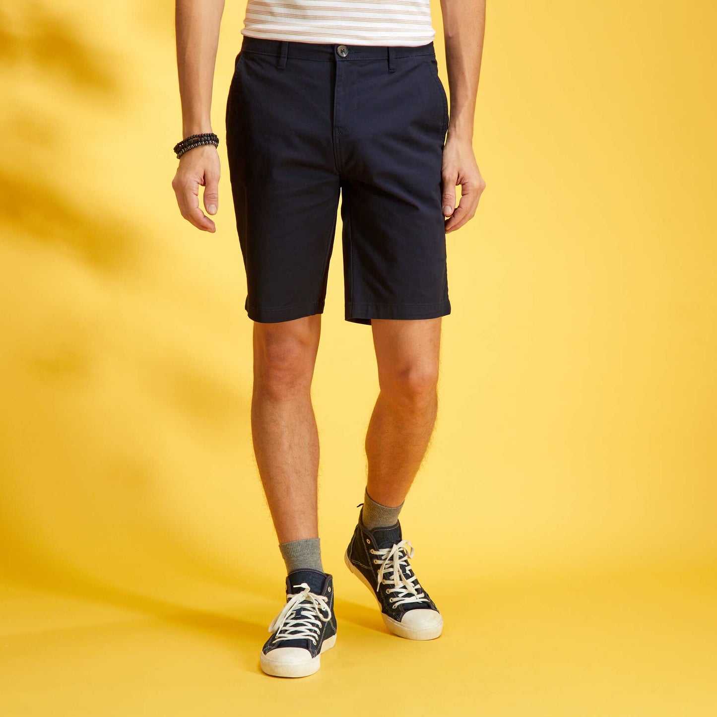 Bermuda chino uni Bleu marine