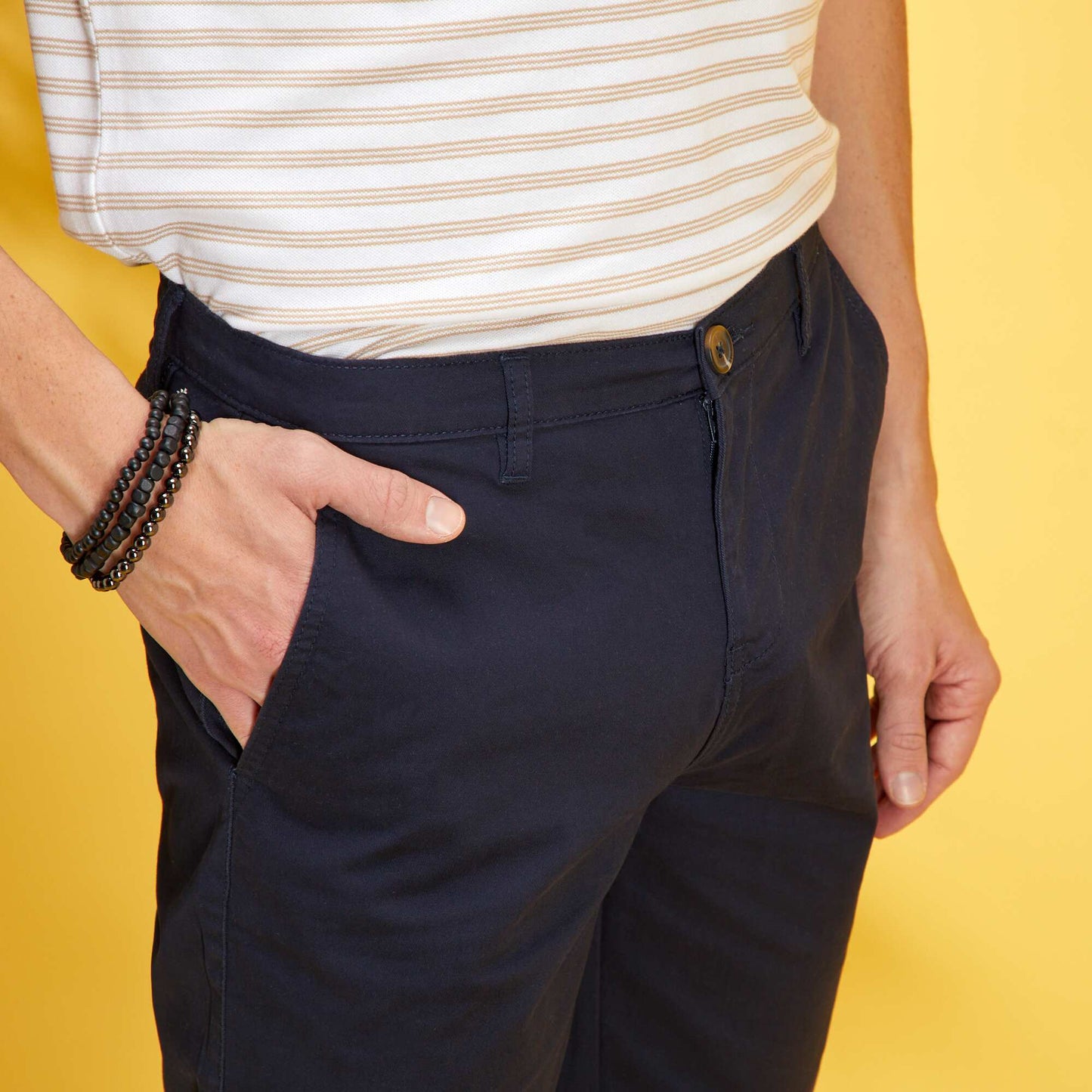 Bermuda chino uni Bleu marine