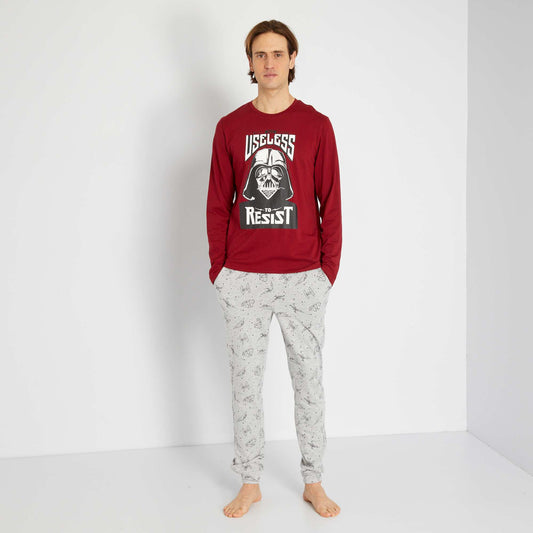 Pyjama long 'Star Wars' en jersey Rouge/gris