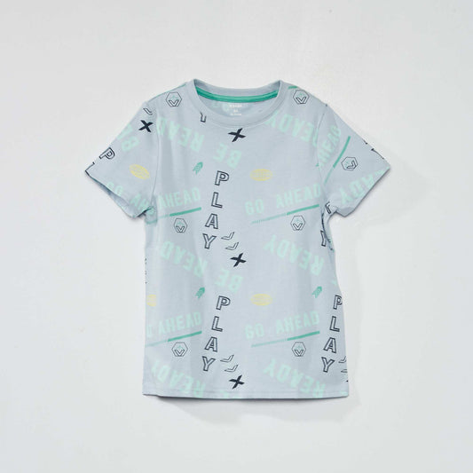 Tee-shirt motif pur coton BLEU