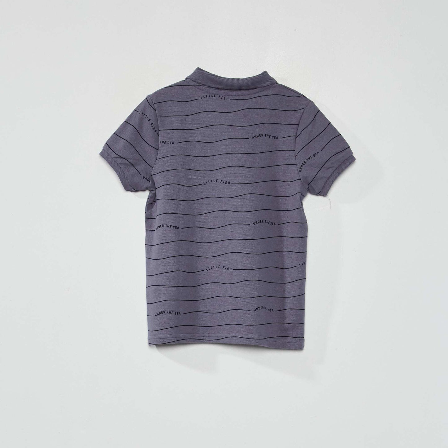 Polo en piqué de coton avec imprimé Bleu