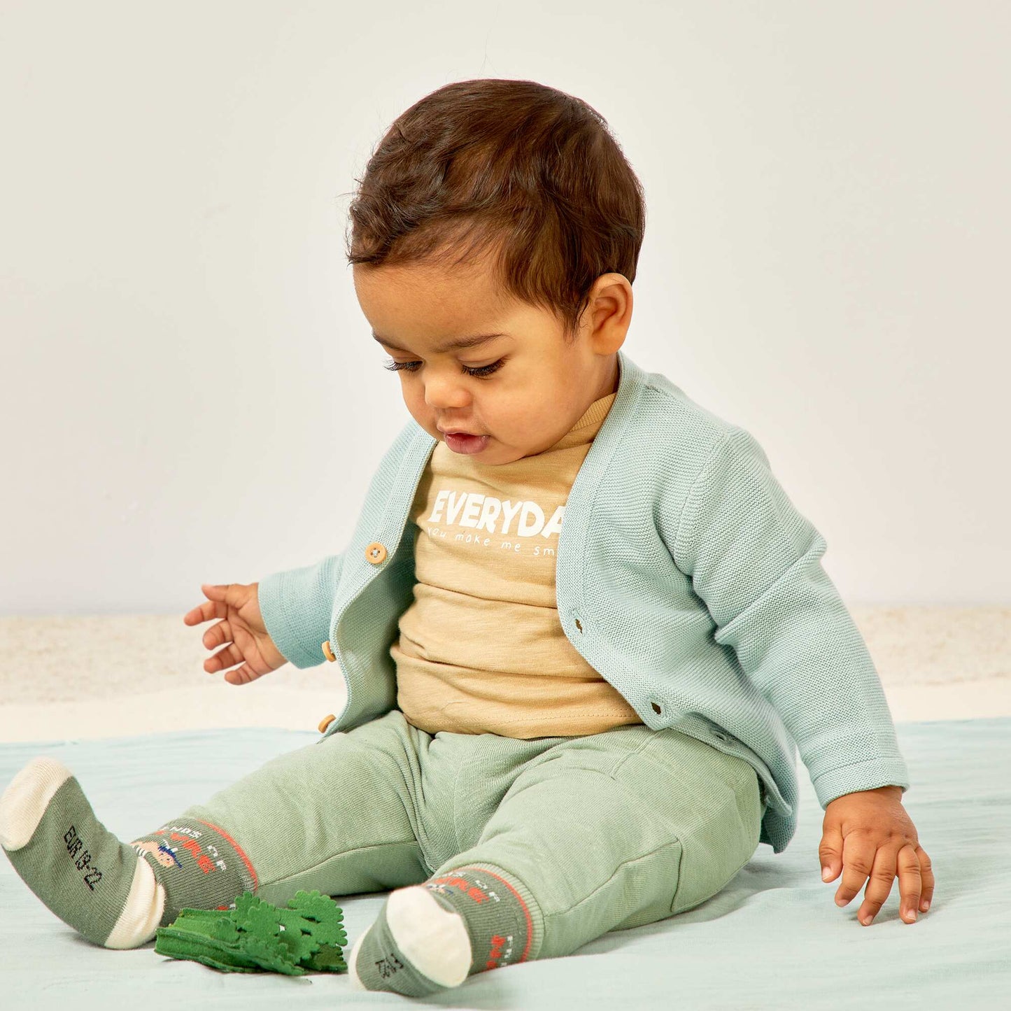Ensemble t-shirt + pantalon Beige/vert