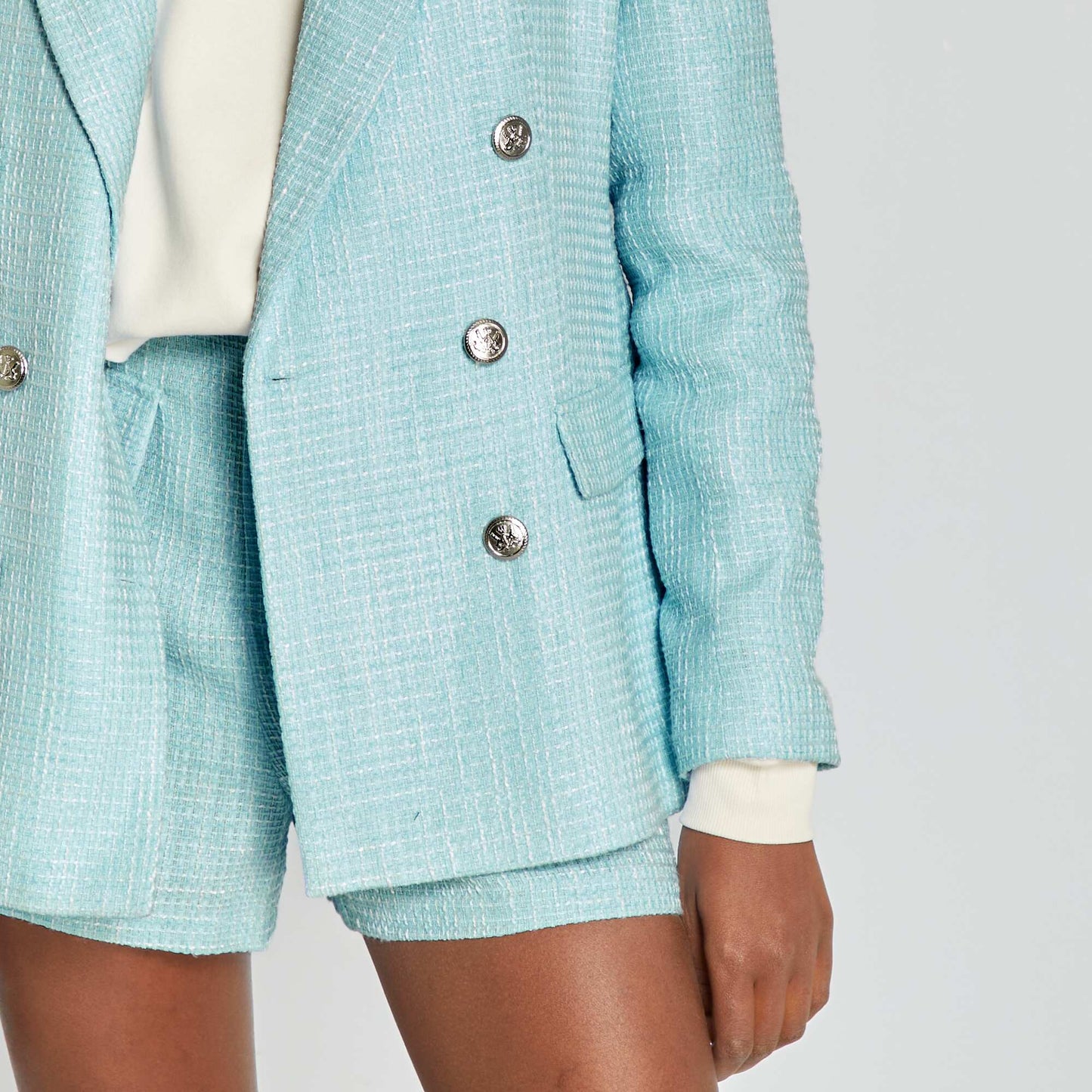 Veste en tweed bleu pale