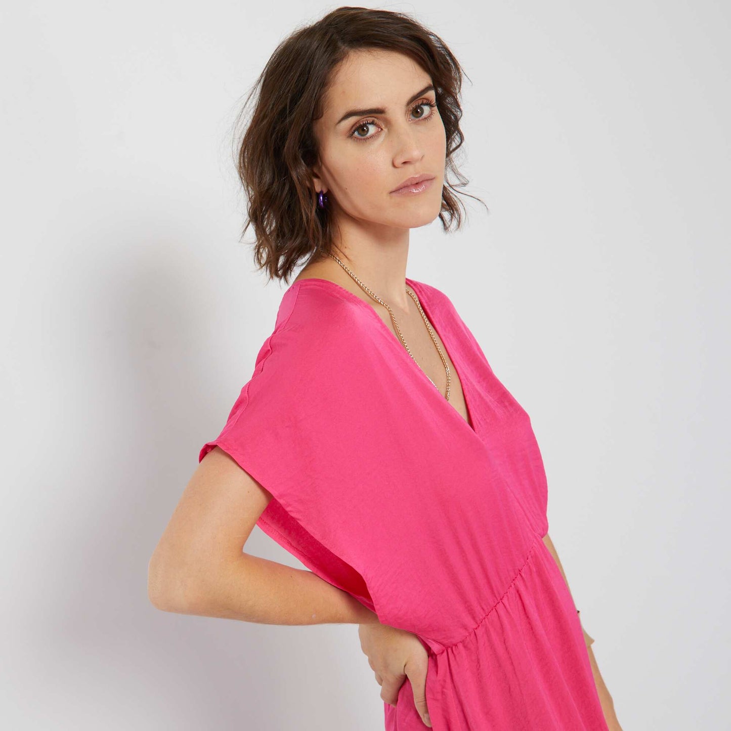 Robe longue satin e Rose