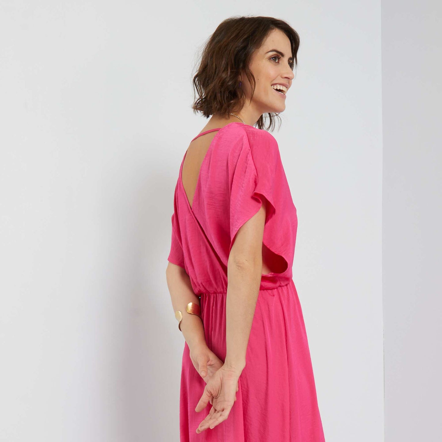 Robe longue satin e Rose