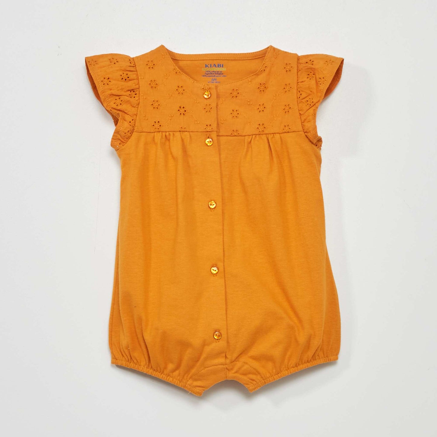 Barboteuse en jersey avec broderie Jaune