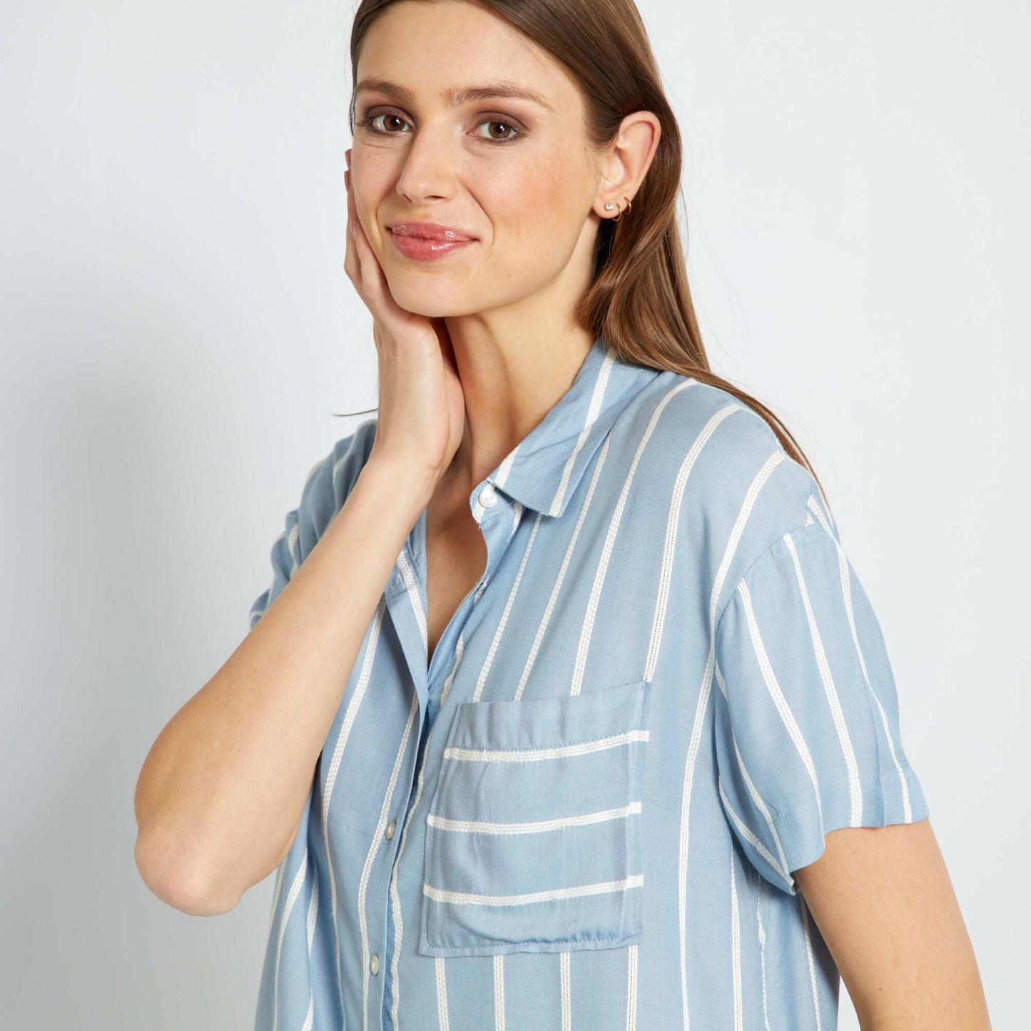 Chemisier 'ray ' fluide - 1 poche Bleu