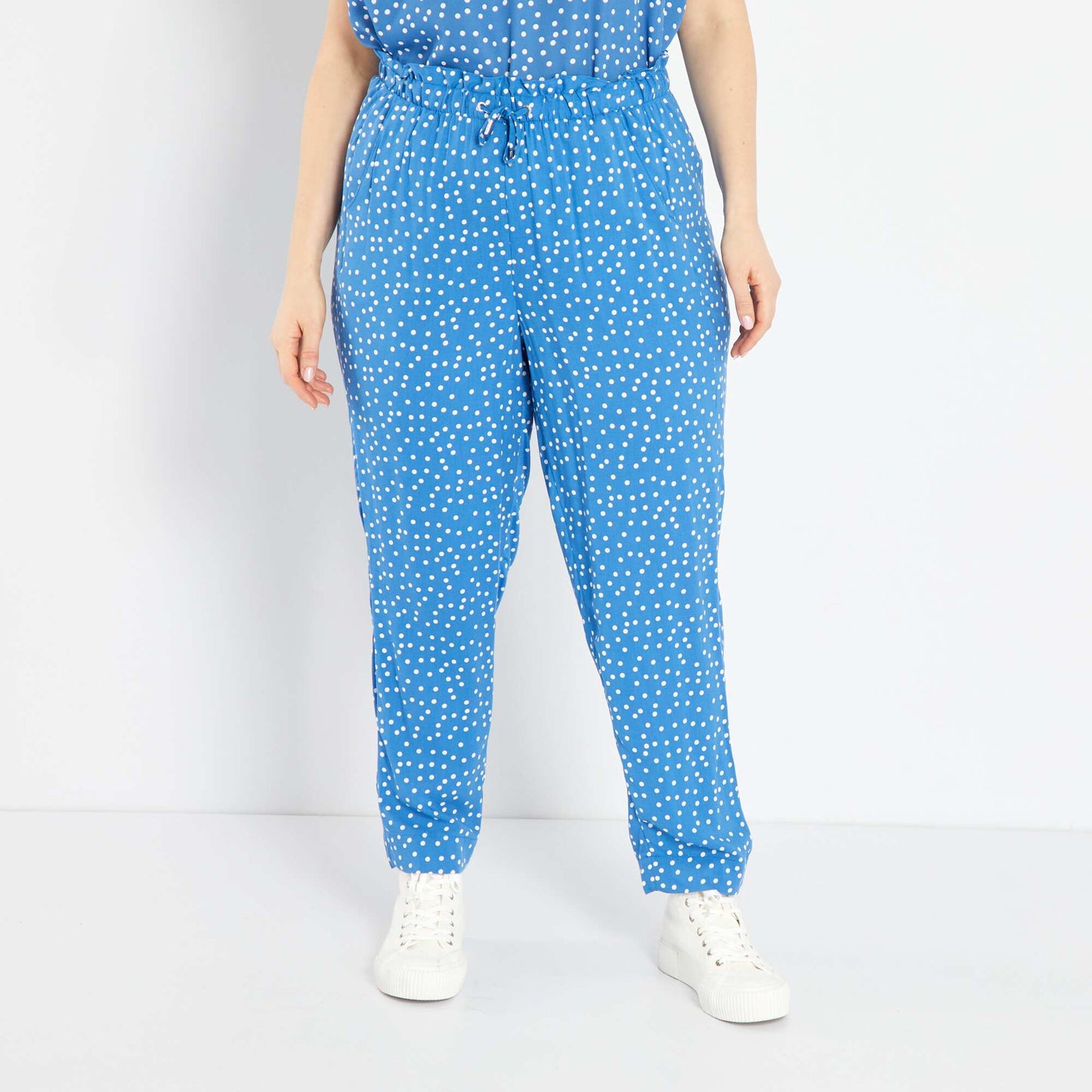 Pantalon fluide type jogging Bleu