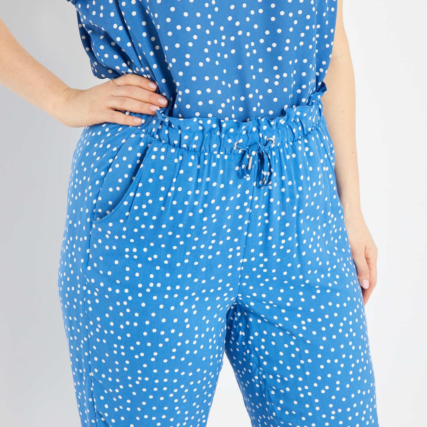 Pantalon fluide type jogging Bleu