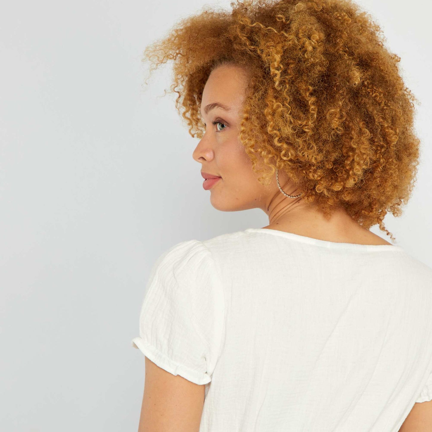 Blouse grossesse en gaze de coton uni blanc