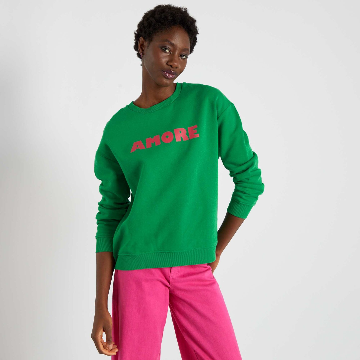 Sweat molleton message Vert