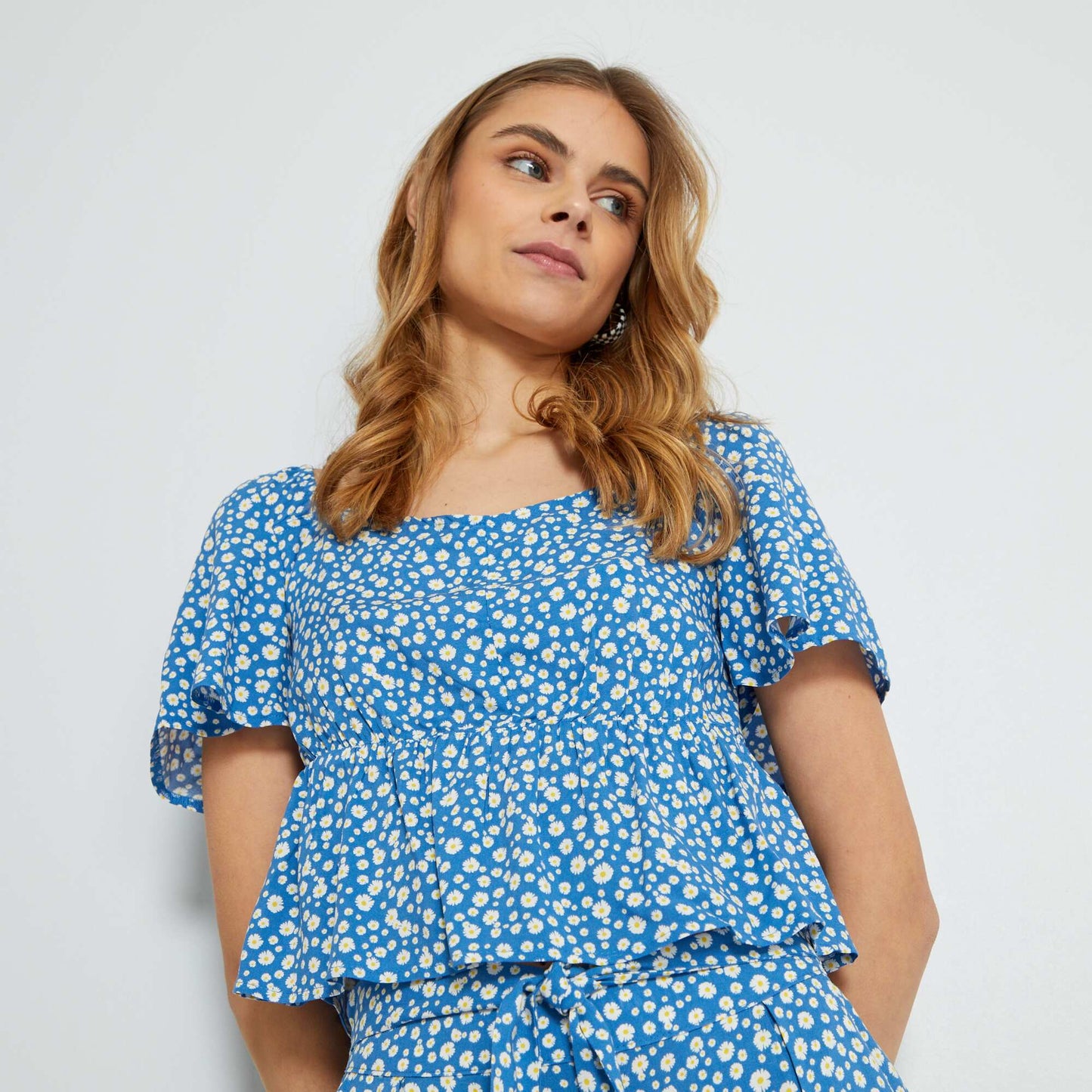 Chemisier fa on bustier avec imprim Bleu