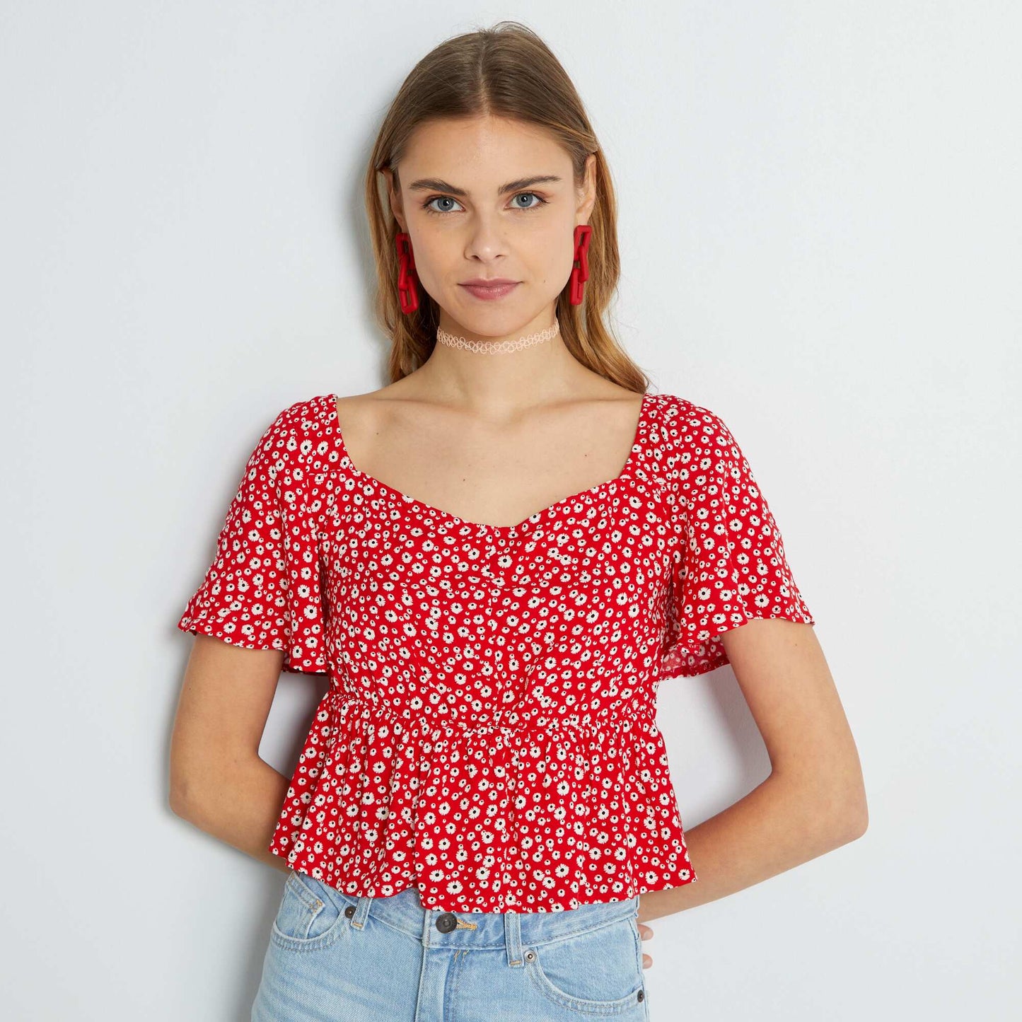 Chemisier fa on bustier avec imprim Rouge