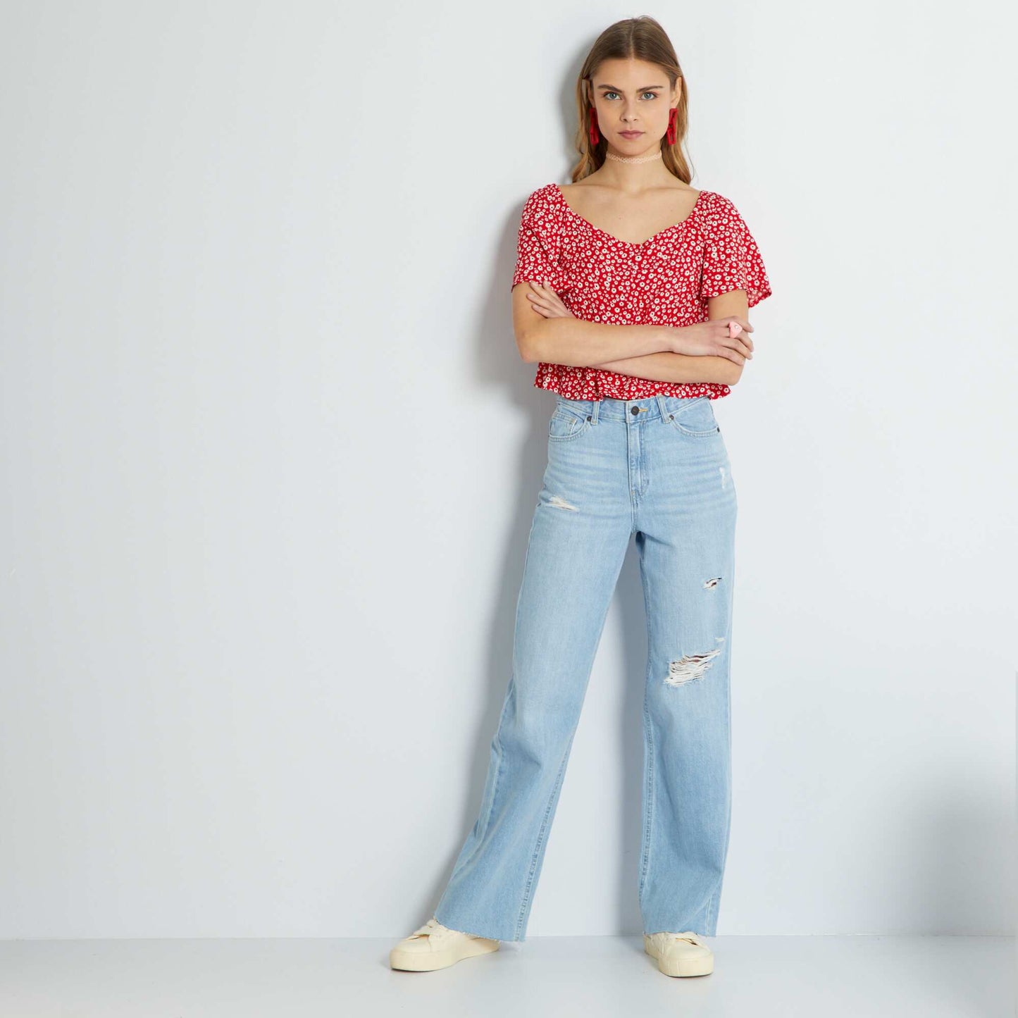Chemisier fa on bustier avec imprim Rouge