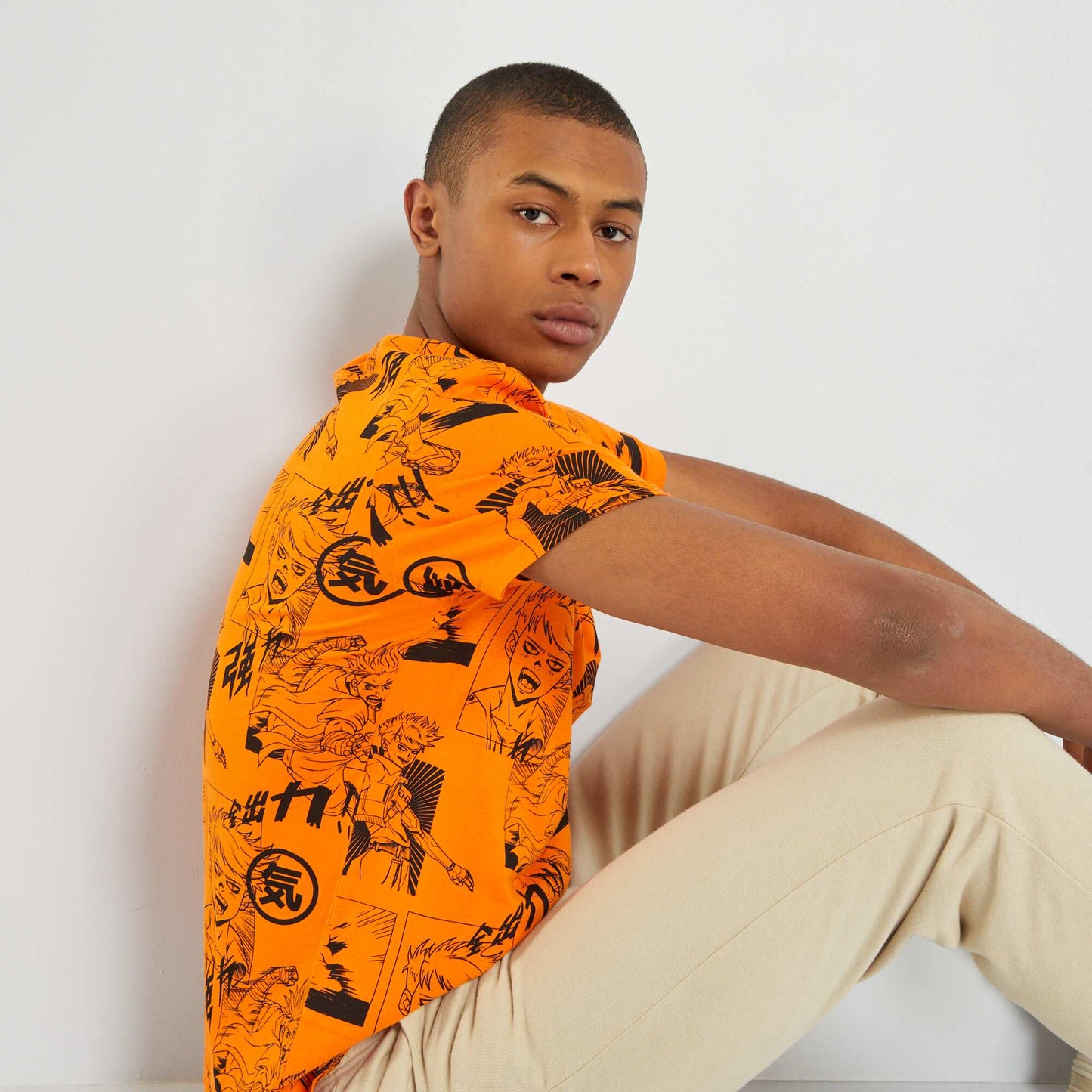 T-shirt en jersey avec imprim Orange