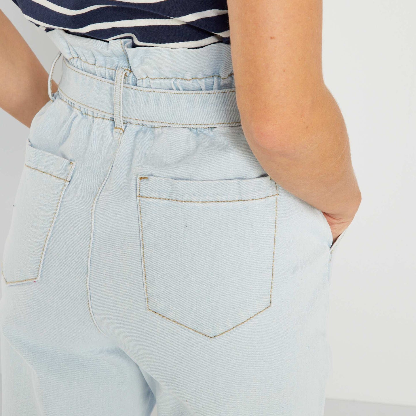 Jean paperbag avec ceinture Bleu