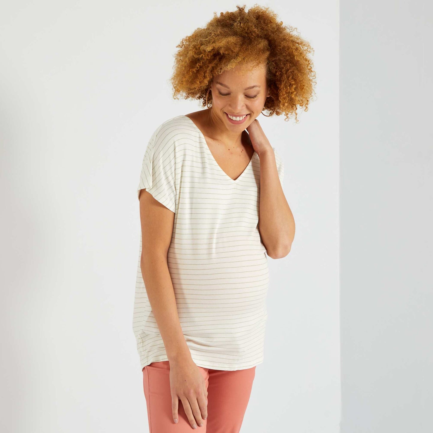 T-shirt grossesse en jersey avec rayures blanc