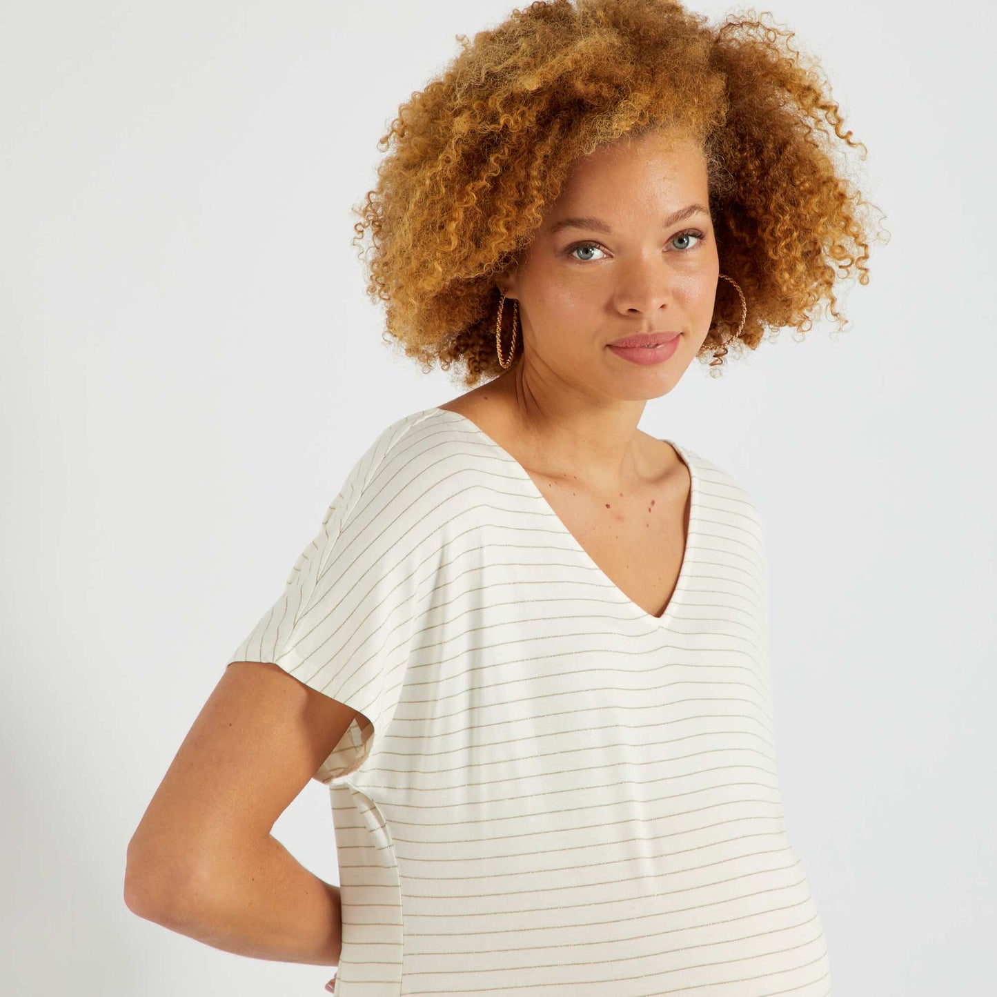 T-shirt grossesse en jersey avec rayures blanc