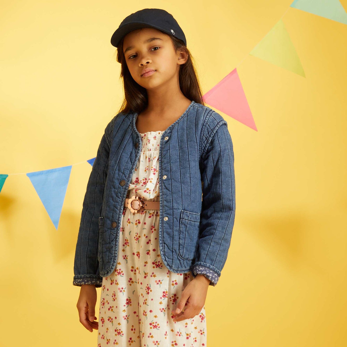 Veste en jean matelass e Bleu