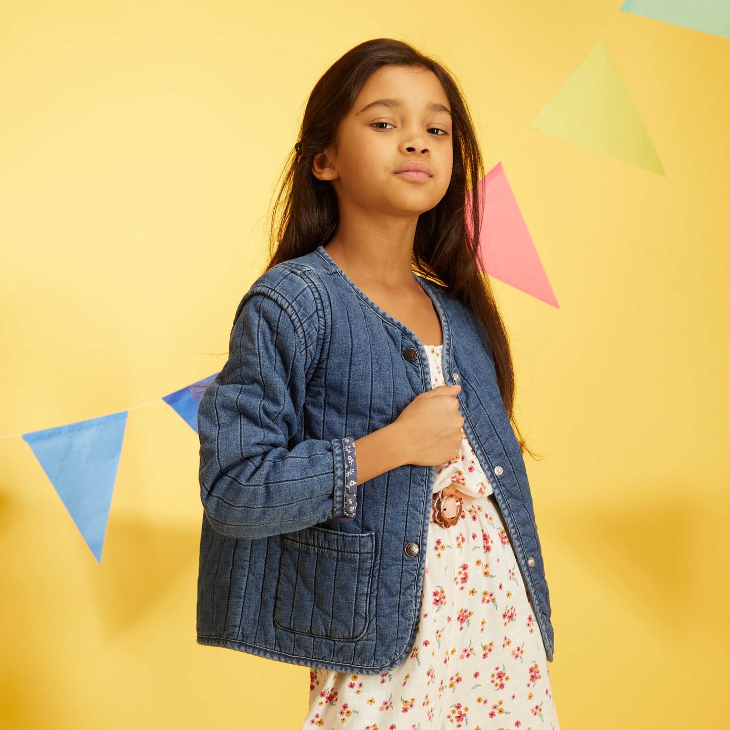 Veste en jean matelass e Bleu
