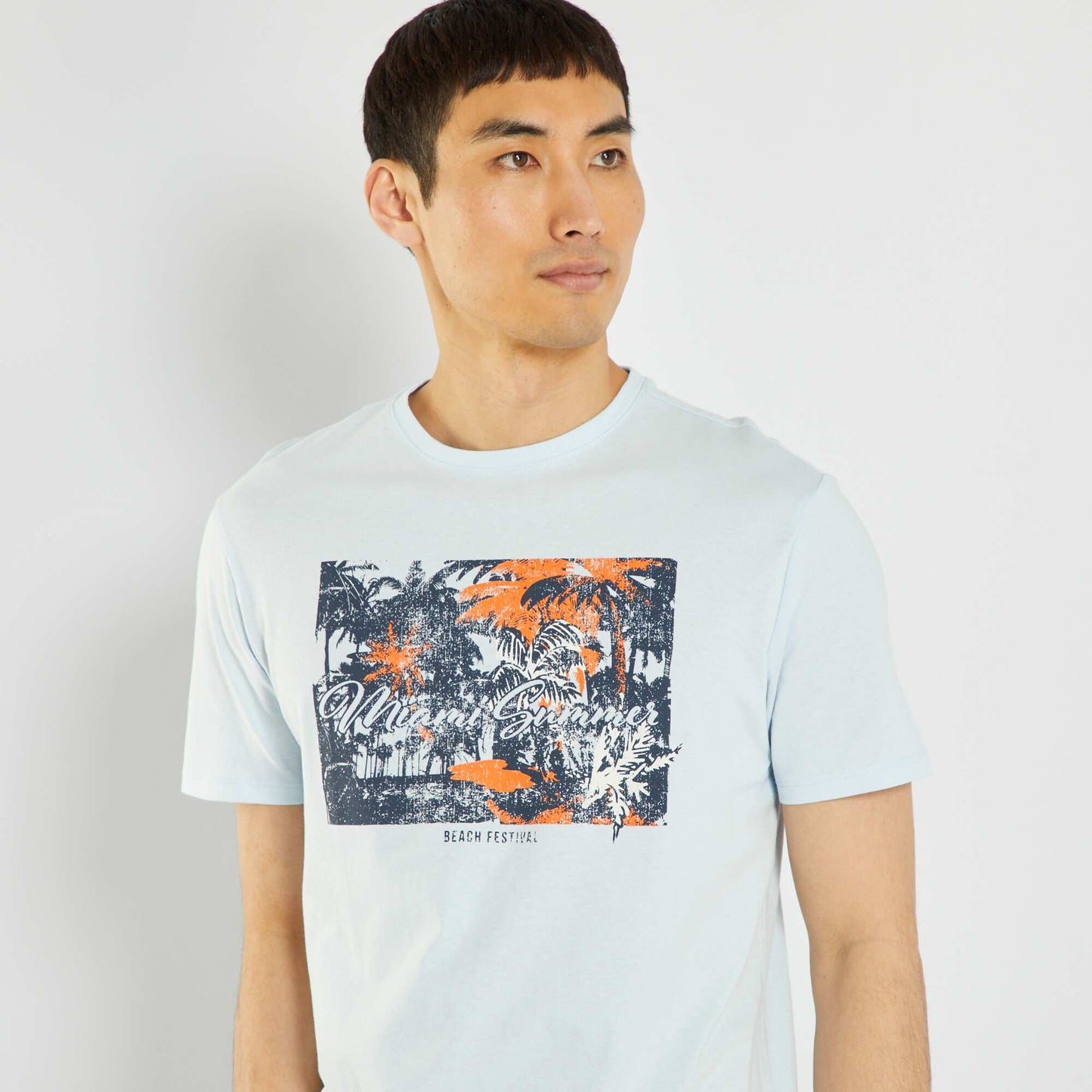 T-shirt en jersey avec print Bleu ciel