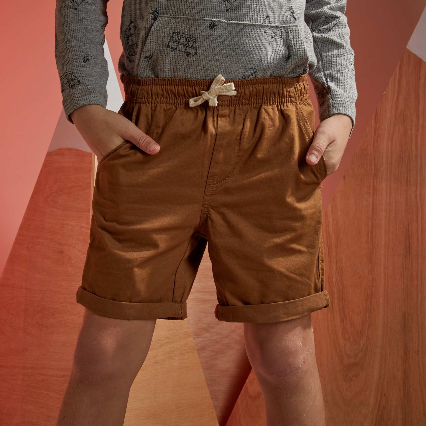 Bermuda droit uni Marron