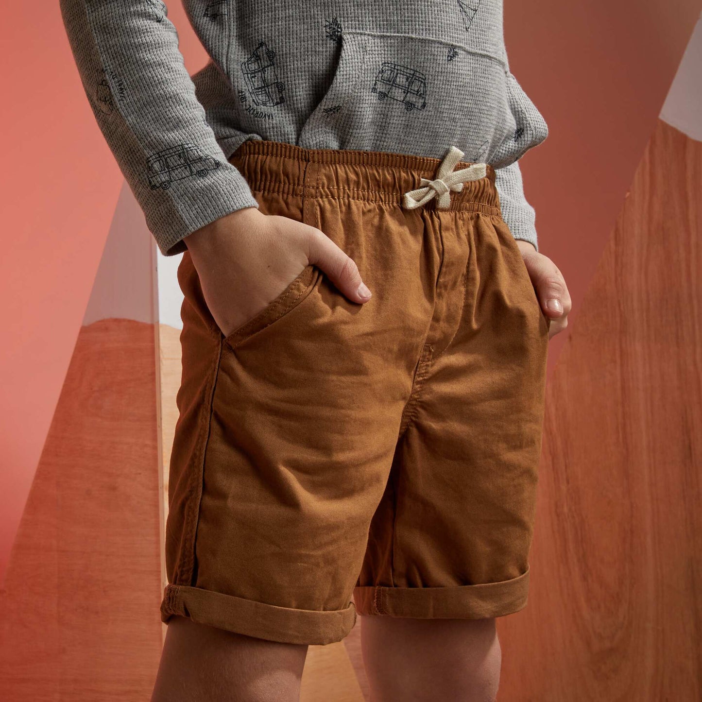 Bermuda droit uni Marron