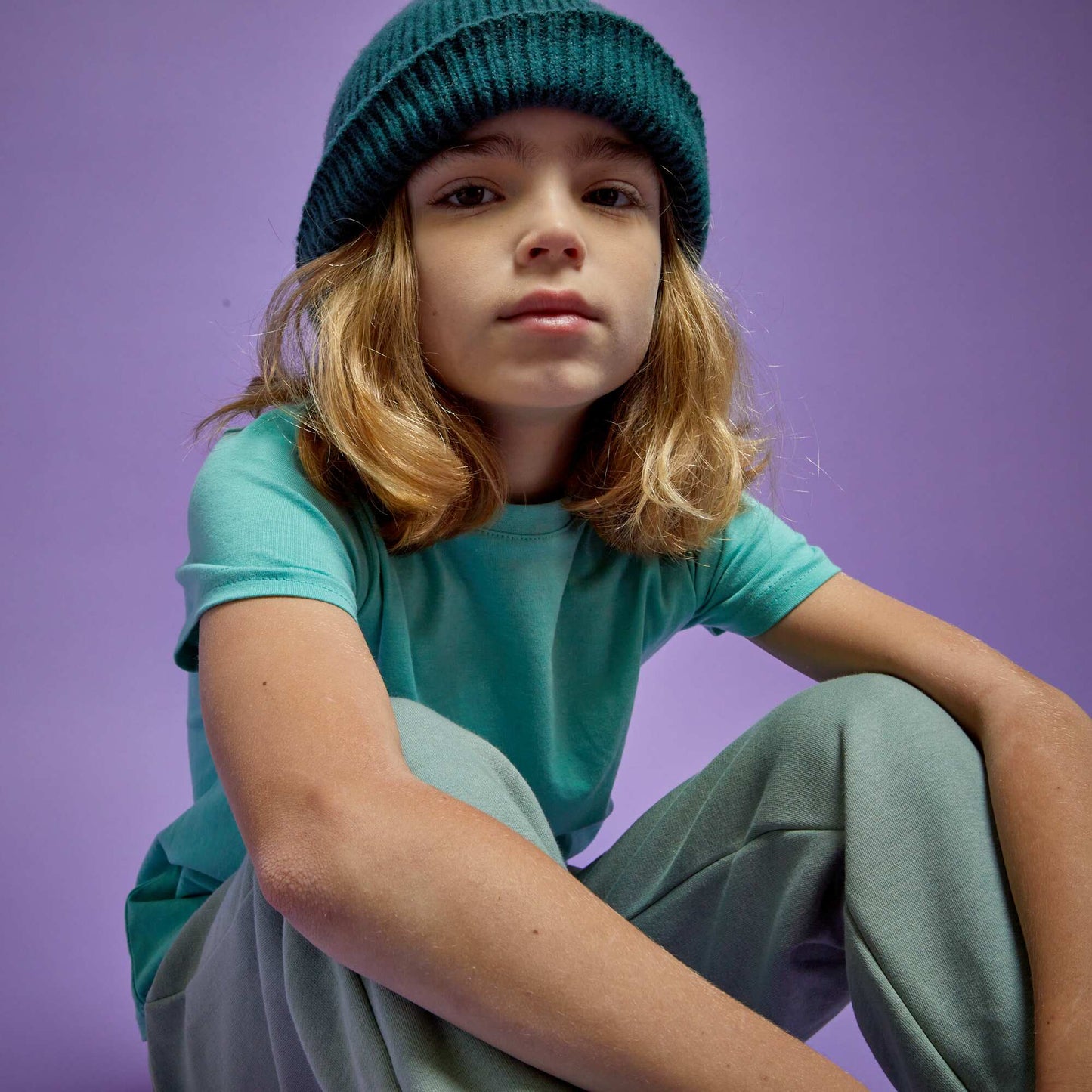 T-shirt en jersey uni Vert