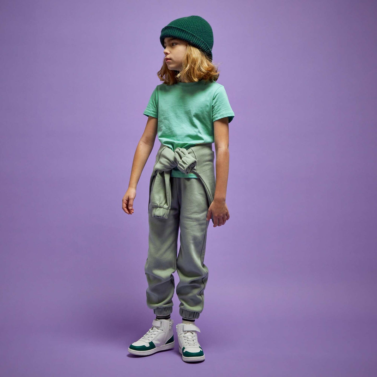 T-shirt en jersey uni Vert