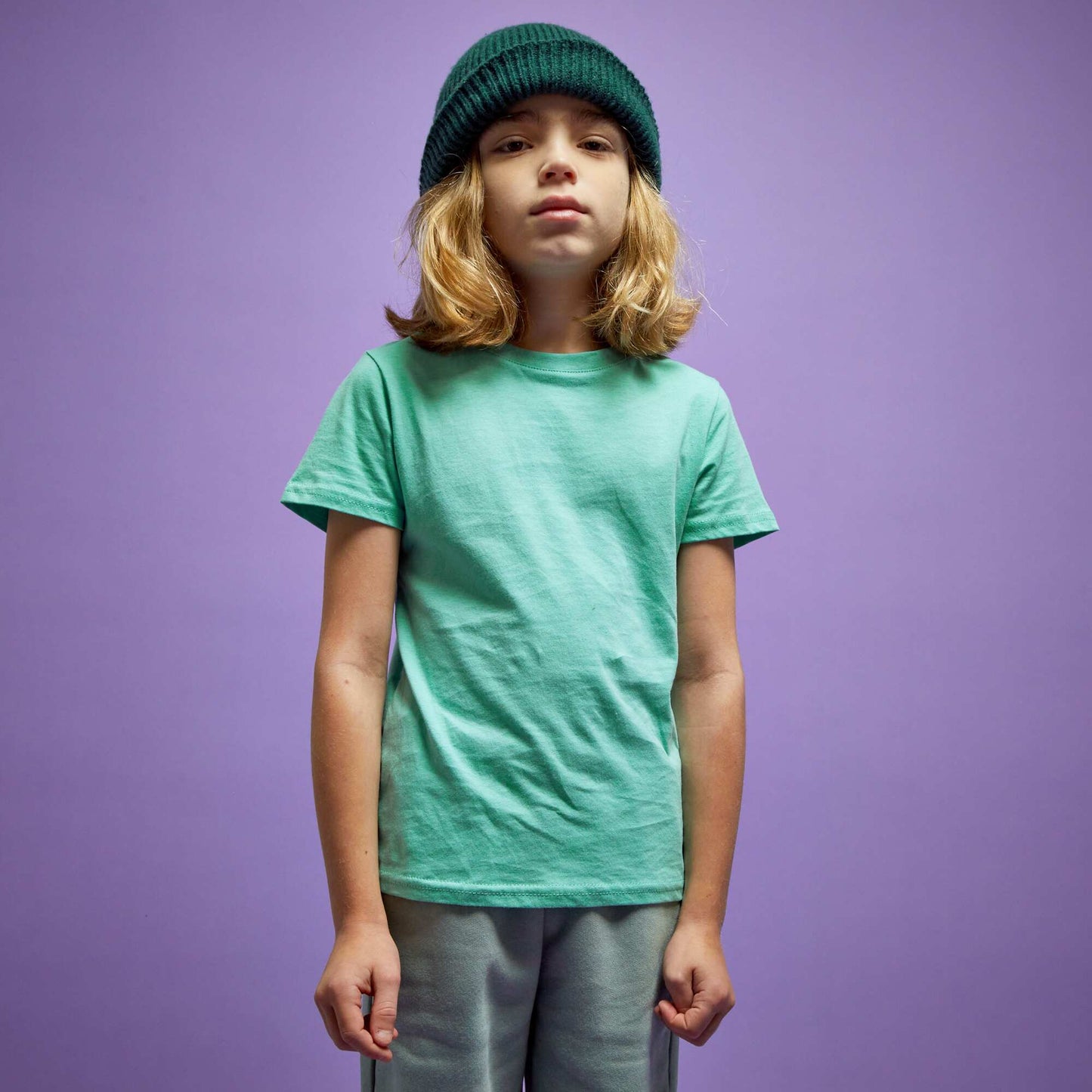 T-shirt en jersey uni Vert