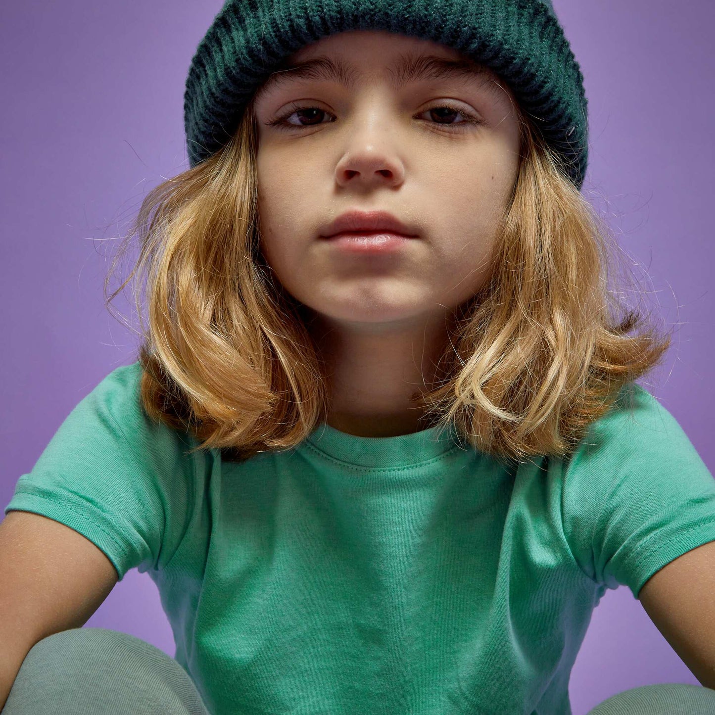 T-shirt en jersey uni Vert