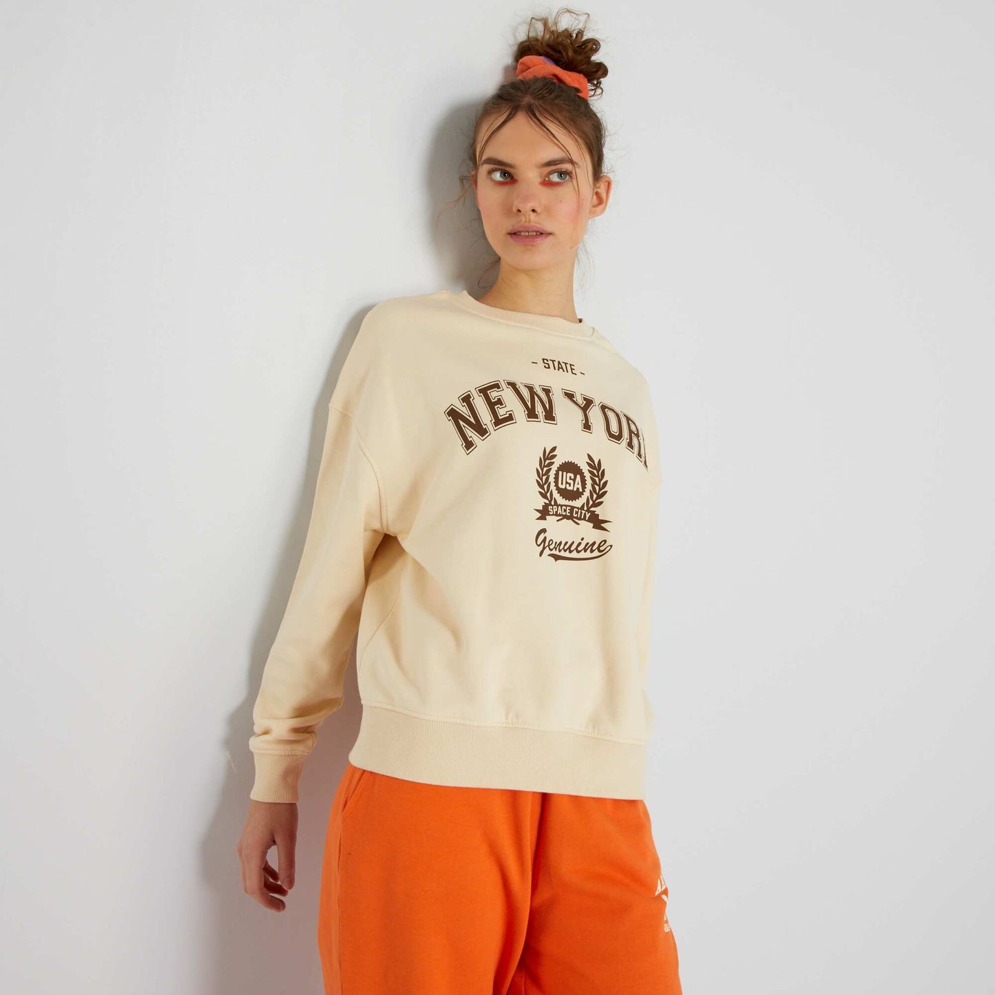 Sweat oversize en molleton Beige