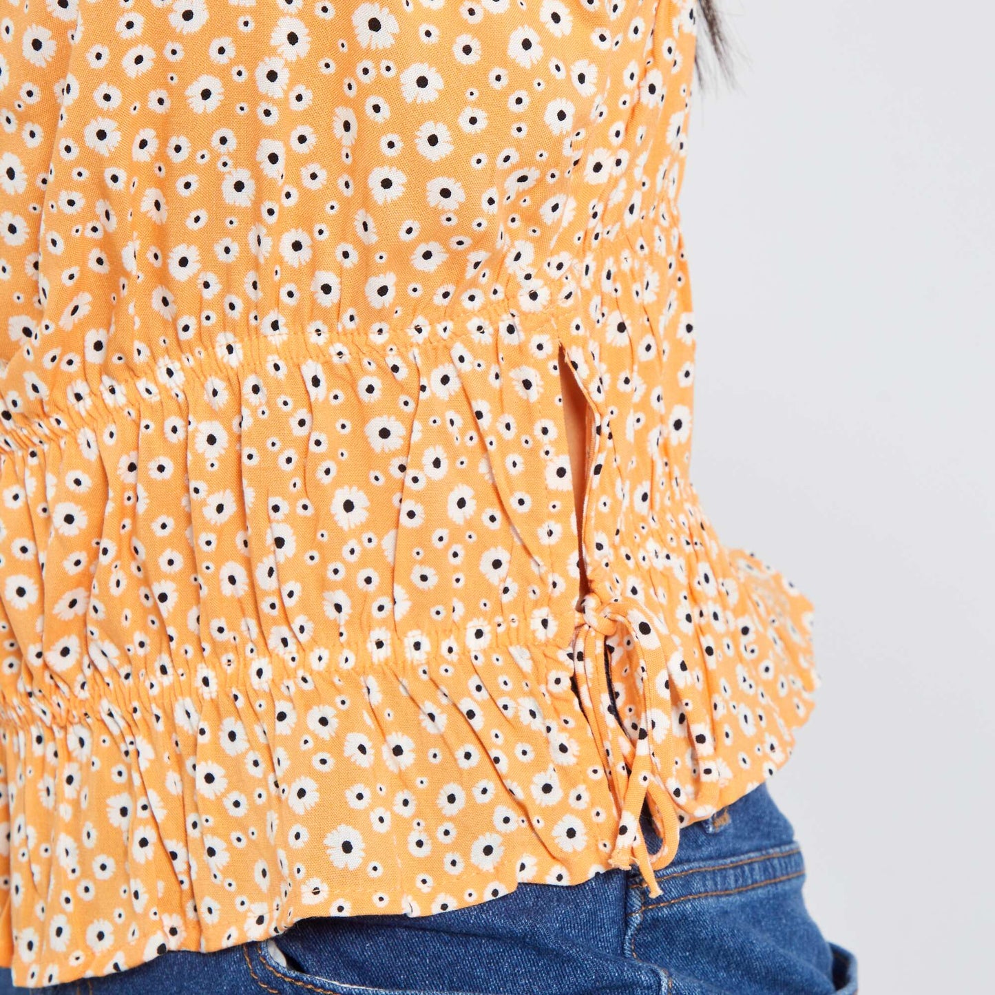 Top fleuri fines bretelles Orange