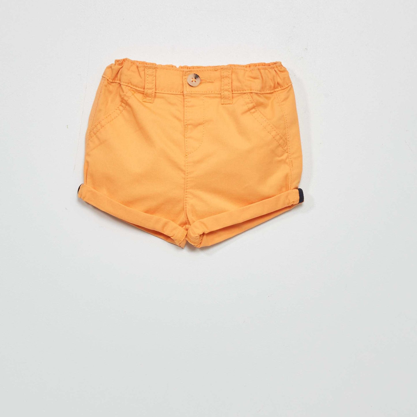 Short en twill taille ajustable orange abricot