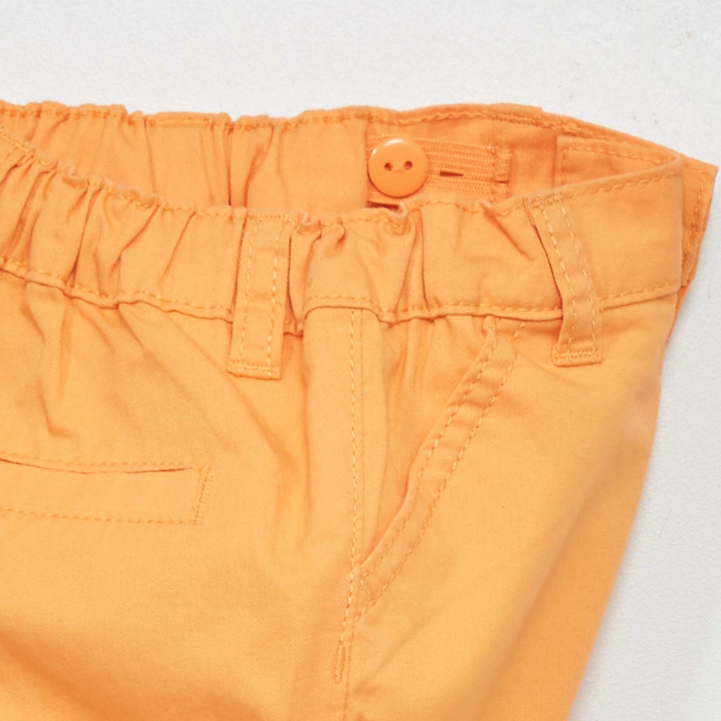 Short en twill taille ajustable orange abricot