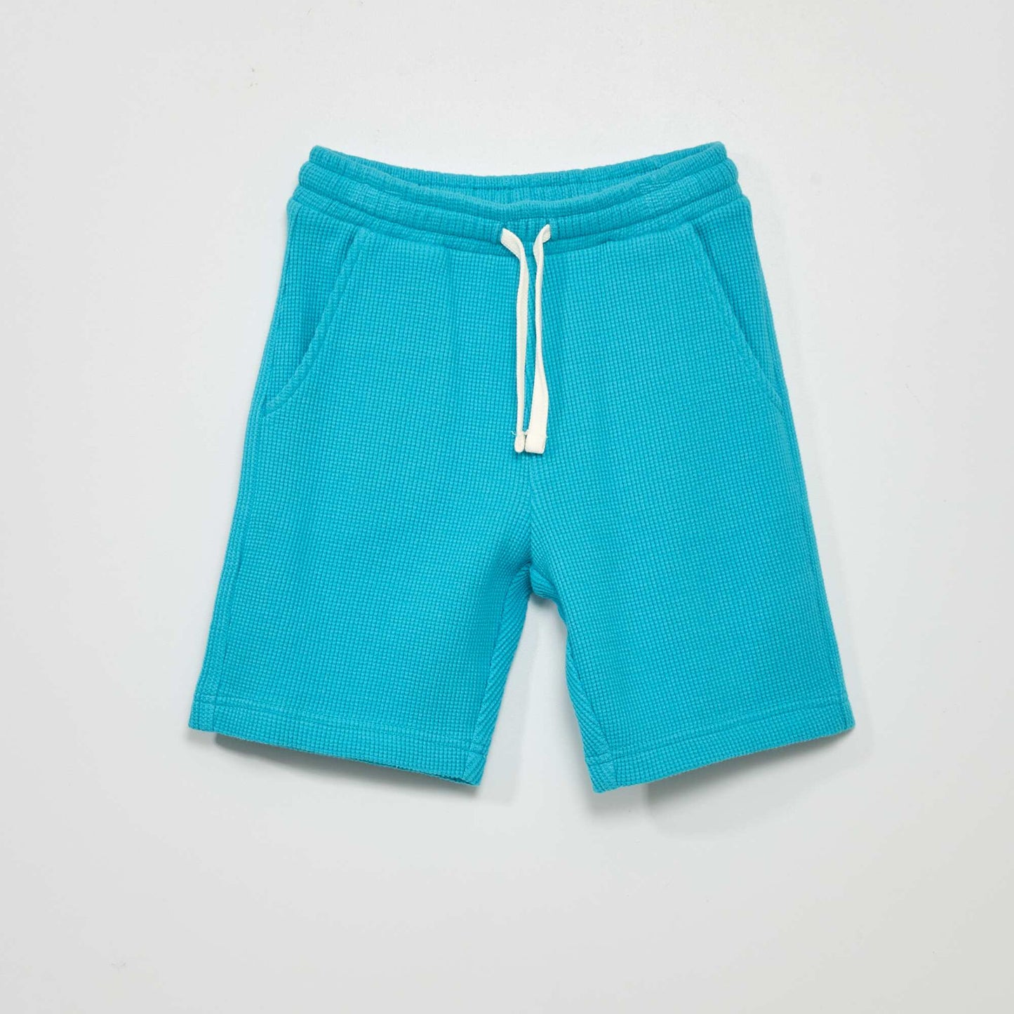 Short en maille gaufr e unie turquoise
