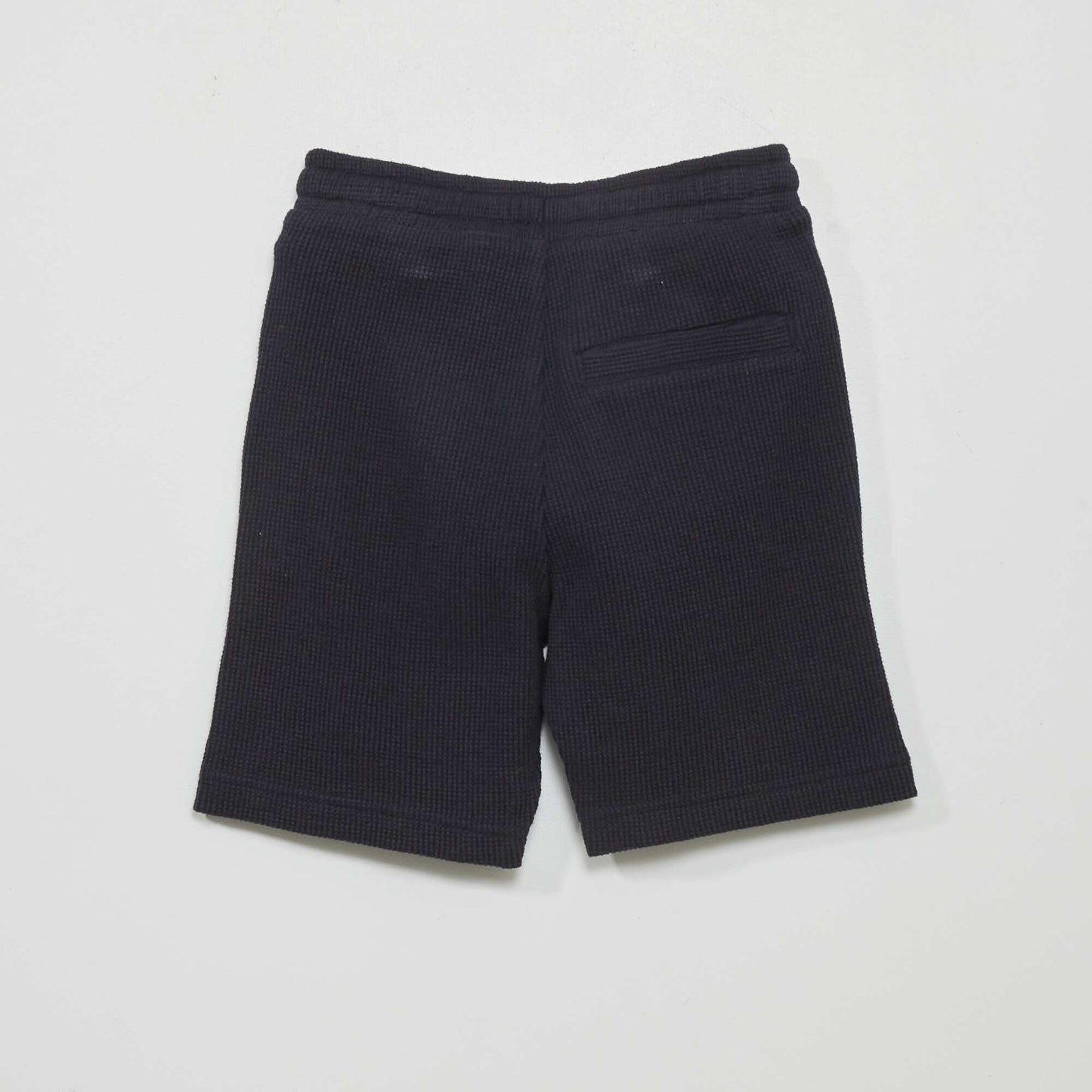 Short en maille gaufr e unie Bleu marine