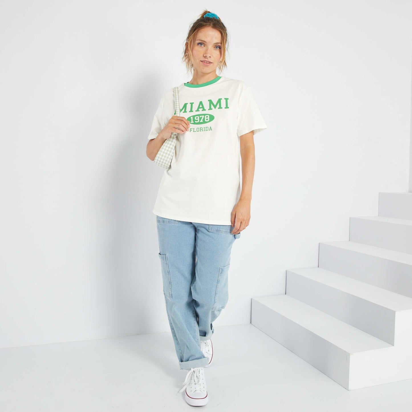 Tee-shirt imprim USA Blanc
