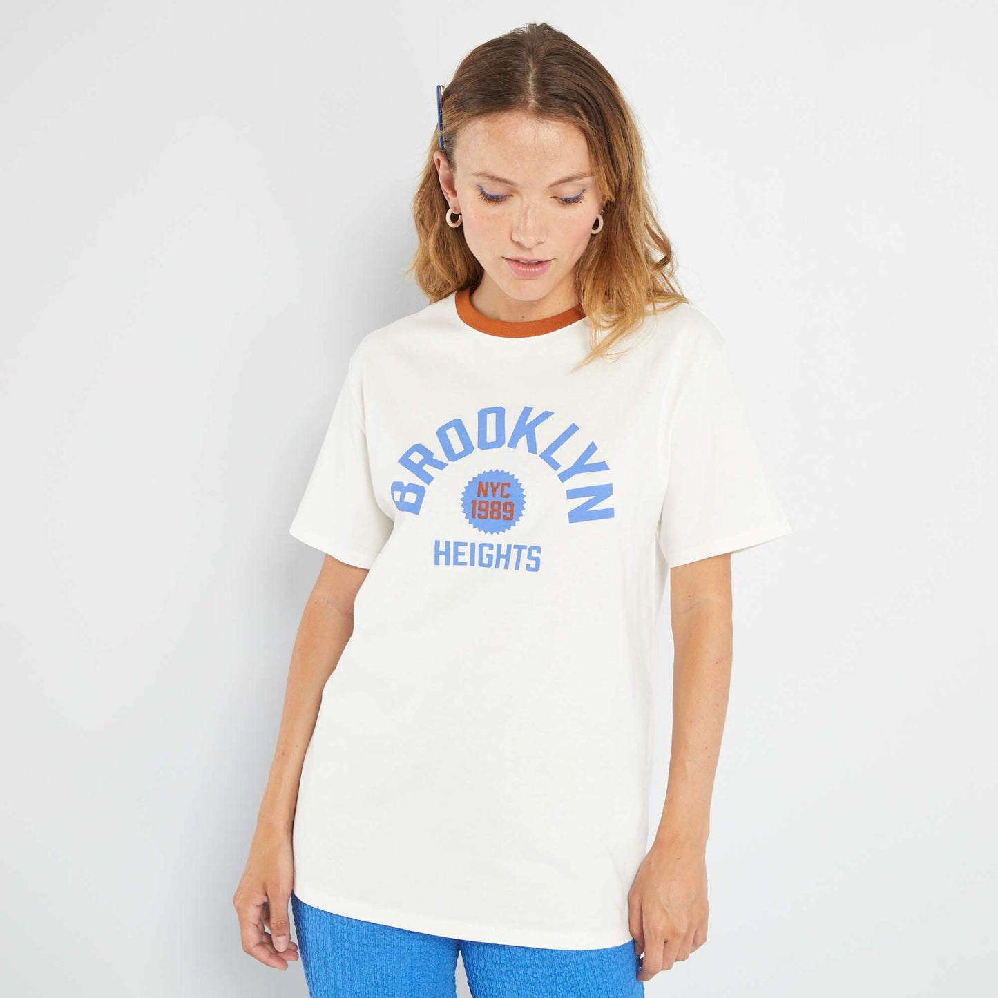 Tee-shirt imprim USA Blanc