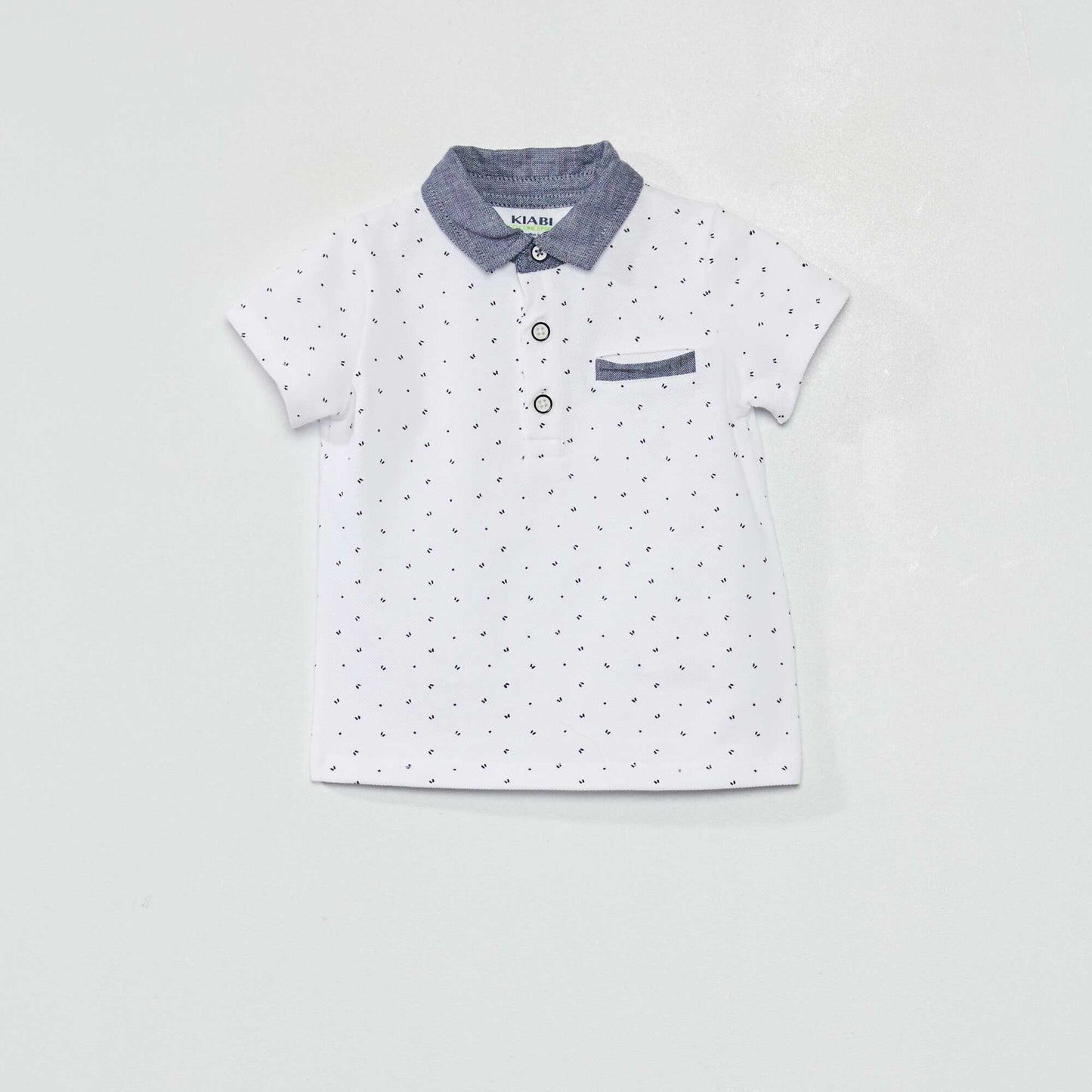 Polo en coton piqu imprim Blanc