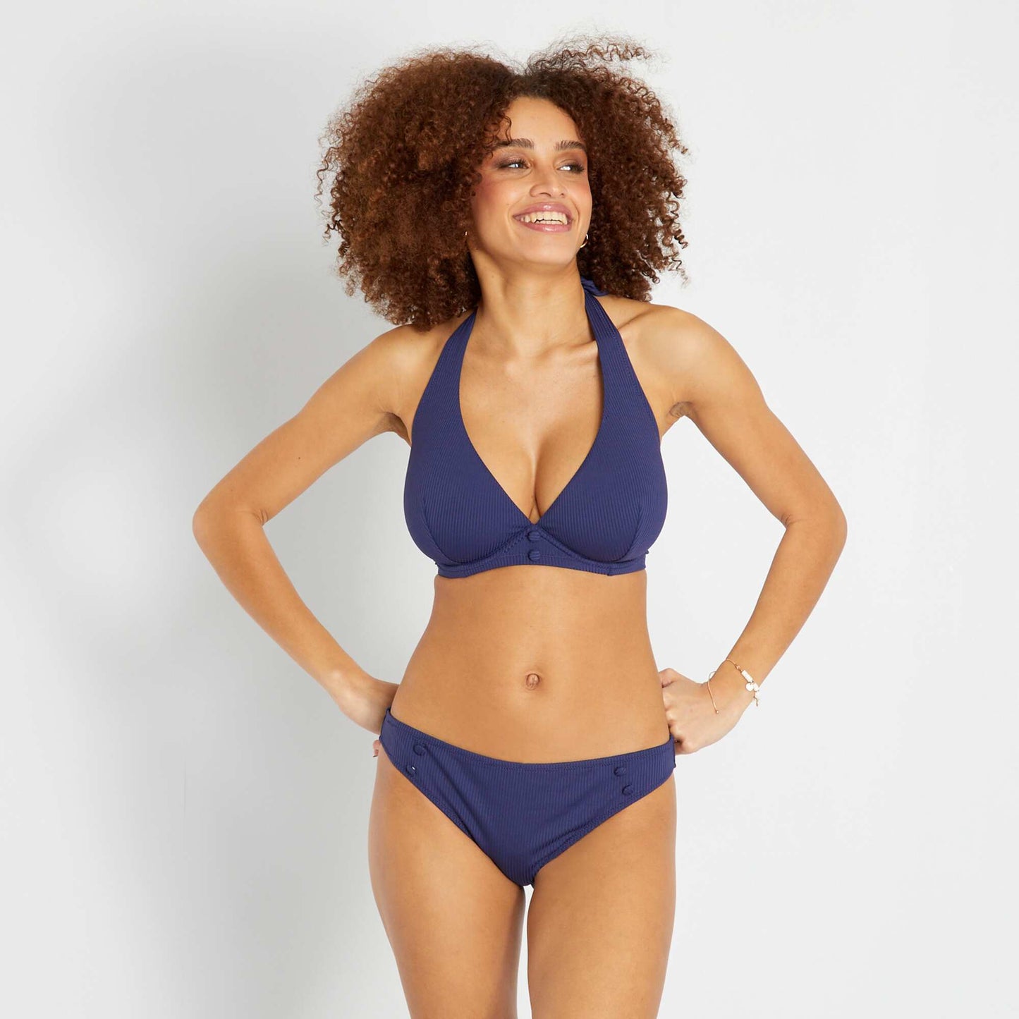 Bas de maillot de bain fines c tes Bleu marine