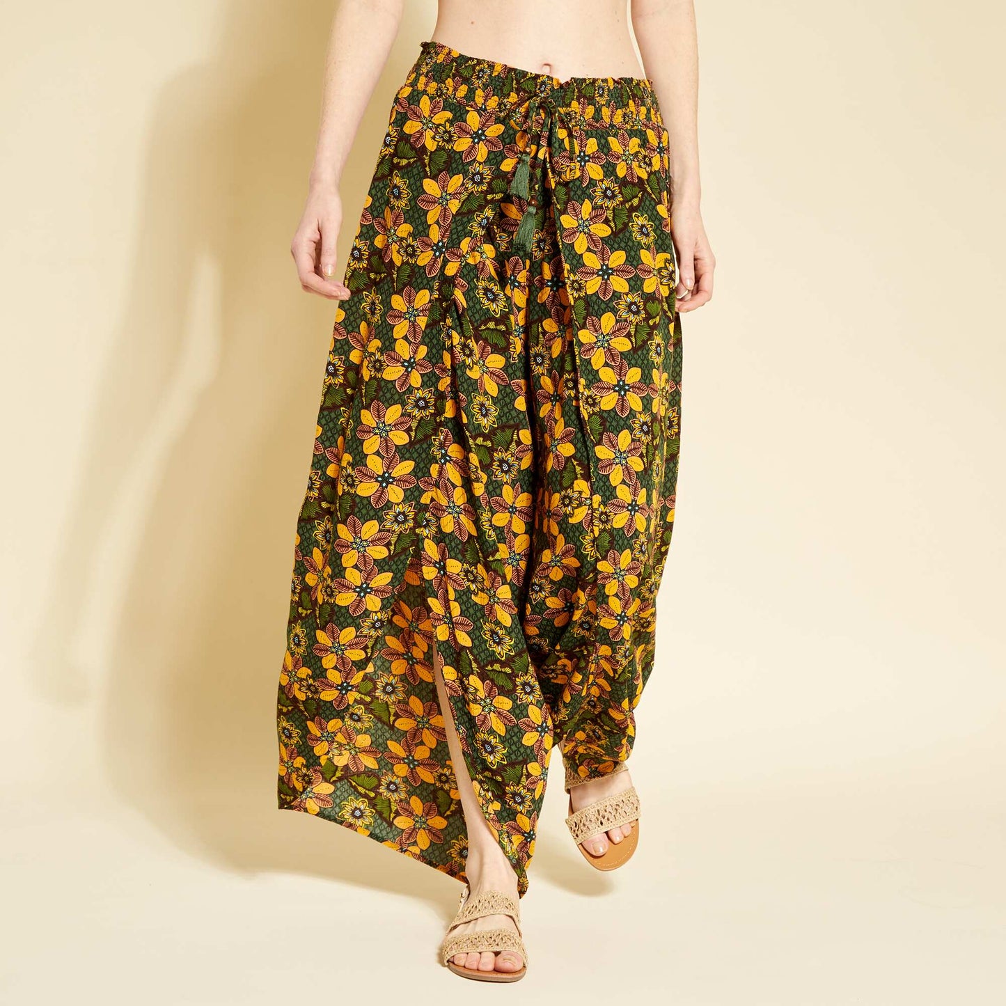 Pantalon fluide ajour en maille cr pe Wax