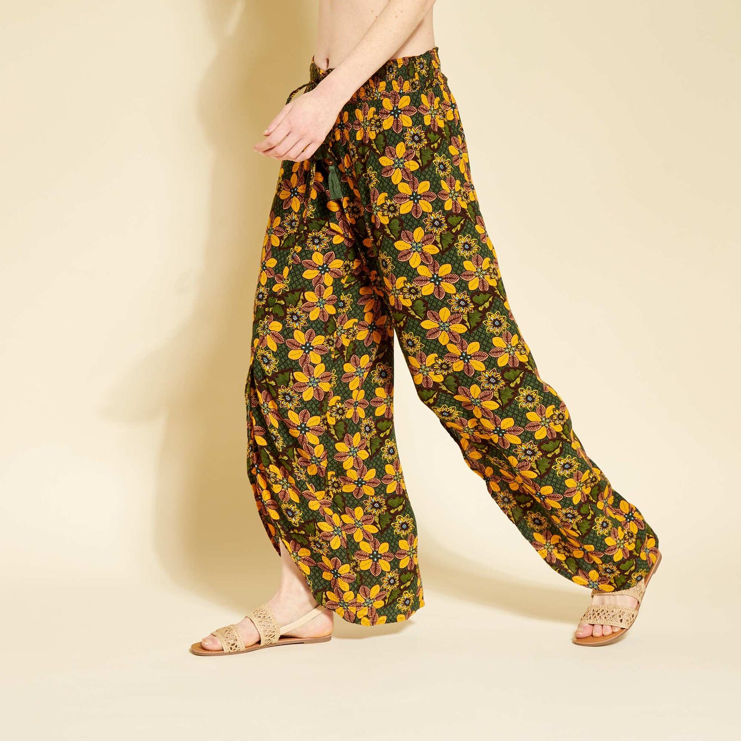 Pantalon fluide ajour en maille cr pe Wax