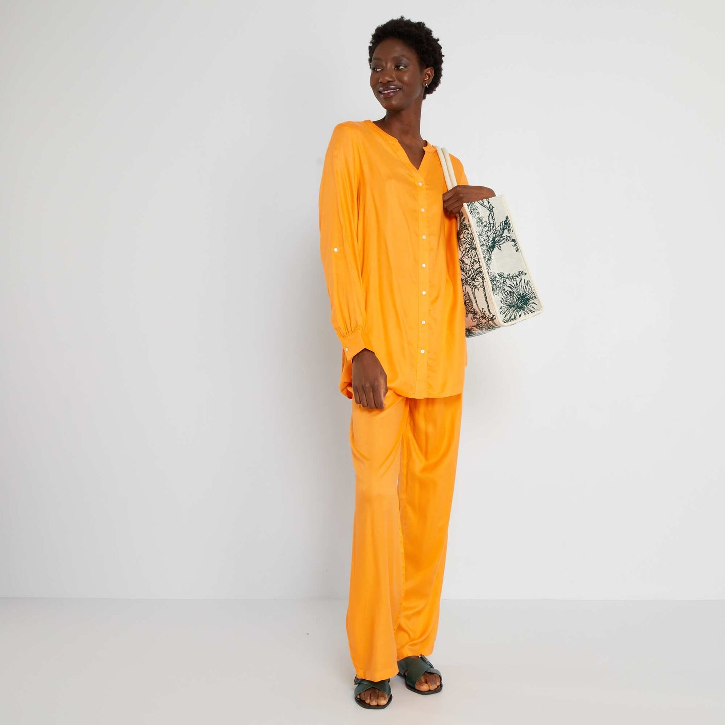 Chemisier fluide a col mao Orange