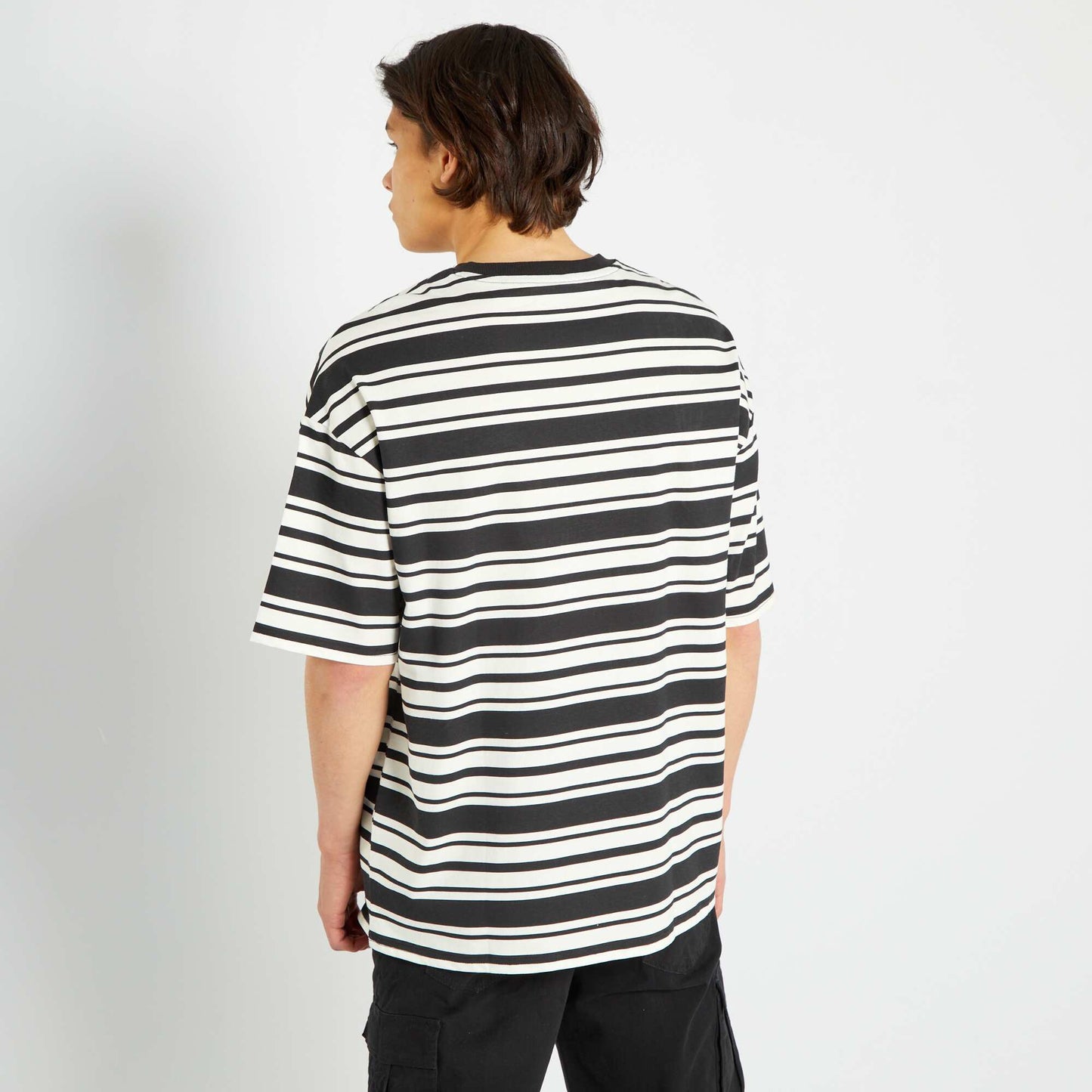 T-shirt ray col rond Blanc/noir