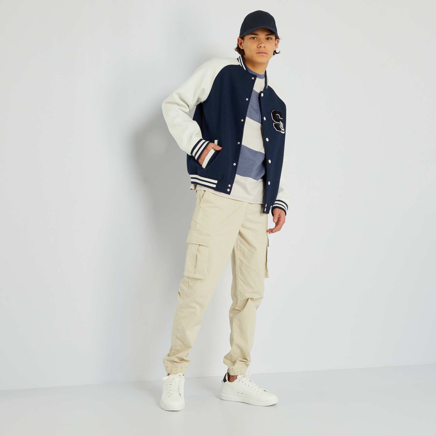 T-shirt ray col rond Bleu