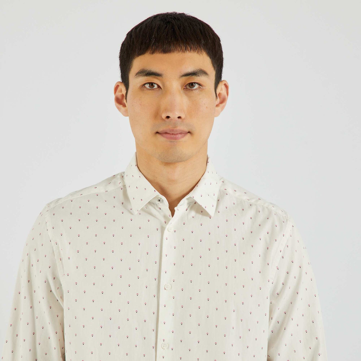 Chemise motifs en popeline Blanc