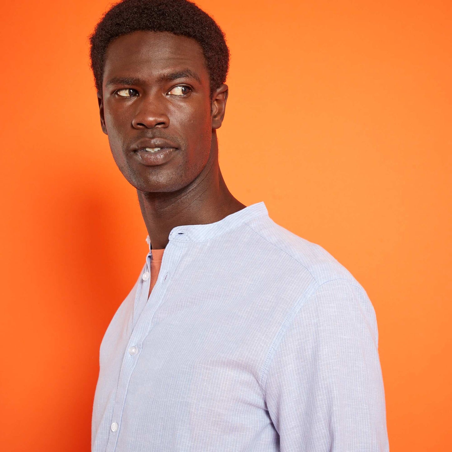 Chemise regular avec lin Bleu