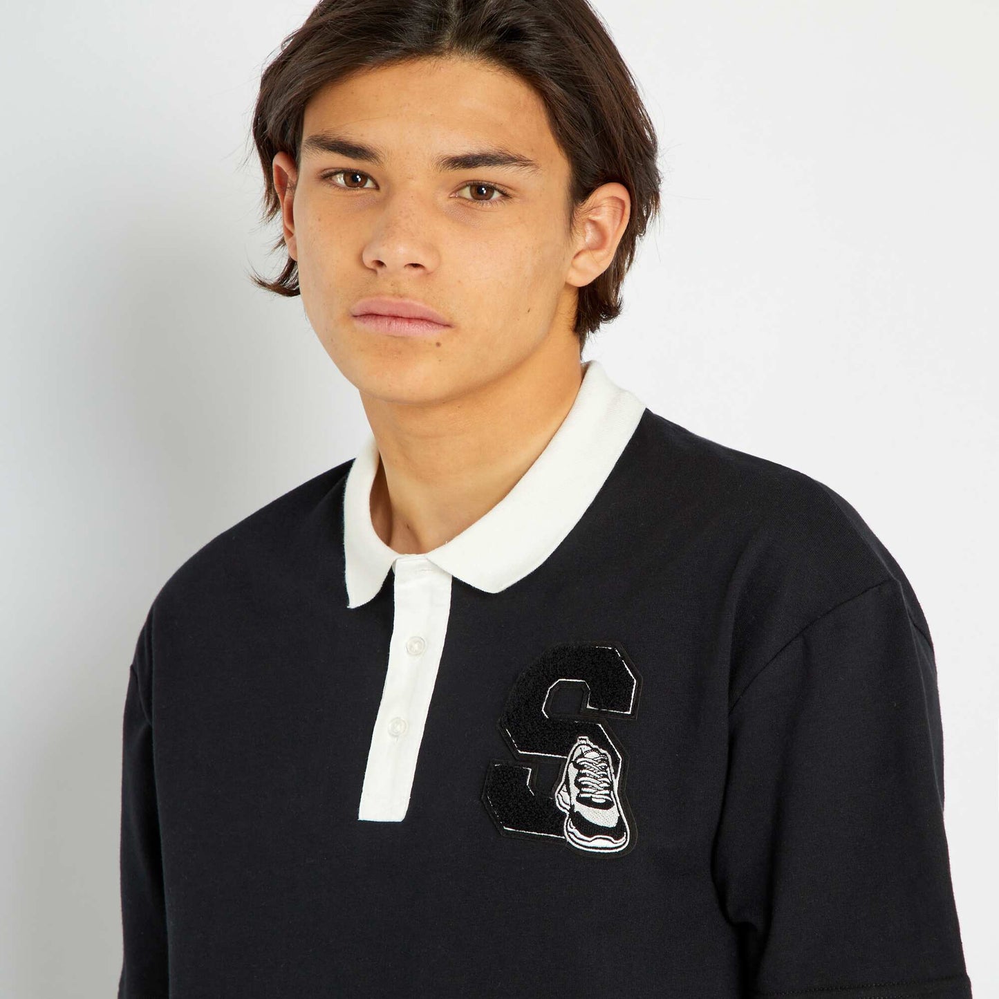 Polo avec broderie poitrine Noir